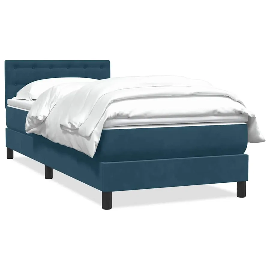 Sommier à lattes de lit et matelas bleu foncé 90x220 cm velours - 2