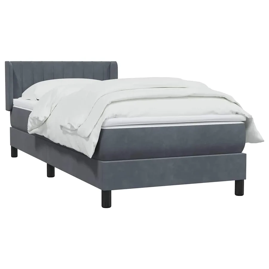 Sommier à lattes de lit et matelas gris foncé 80x220 cm velours - 3