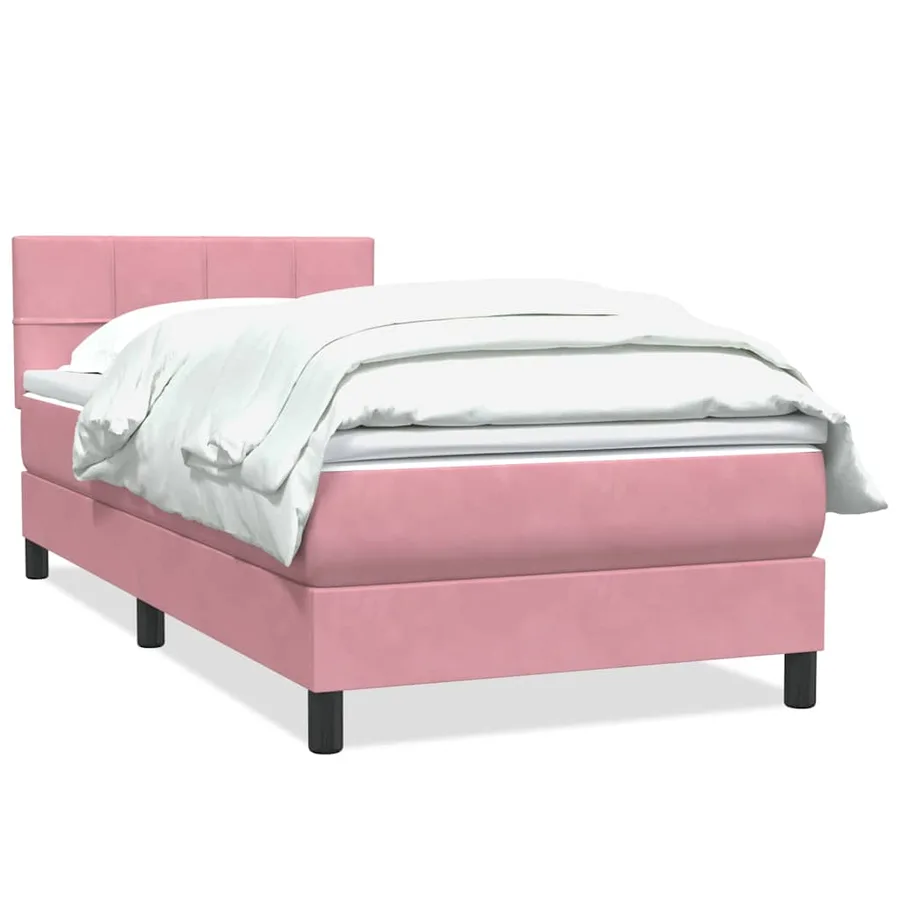 Sommier à lattes de lit avec matelas rose 90x220 cm velours - 2