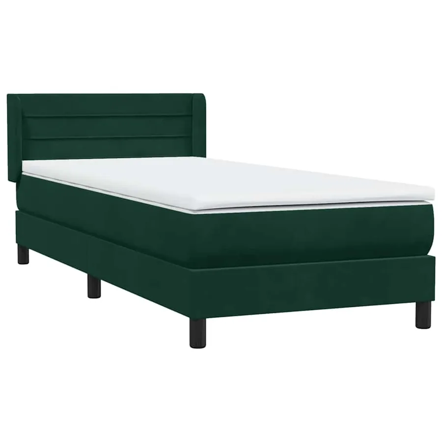 Sommier à lattes de lit et matelas vert foncé 80x220 cm velours - 4