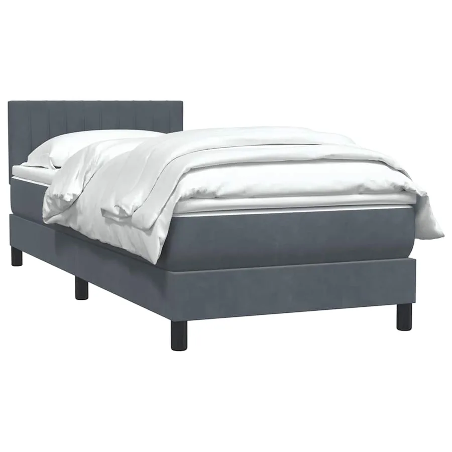 Sommier à lattes de lit et matelas gris foncé 80x220 cm velours - 4