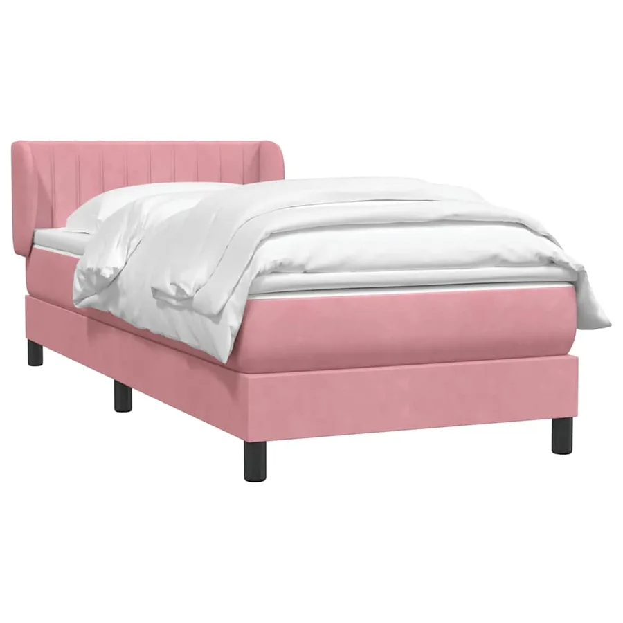 Sommier à lattes de lit avec matelas rose 90x220 cm velours - 3