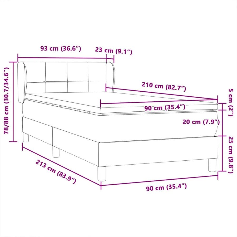 Sommier à lattes de lit et matelas gris foncé 90x210 cm velours - 12