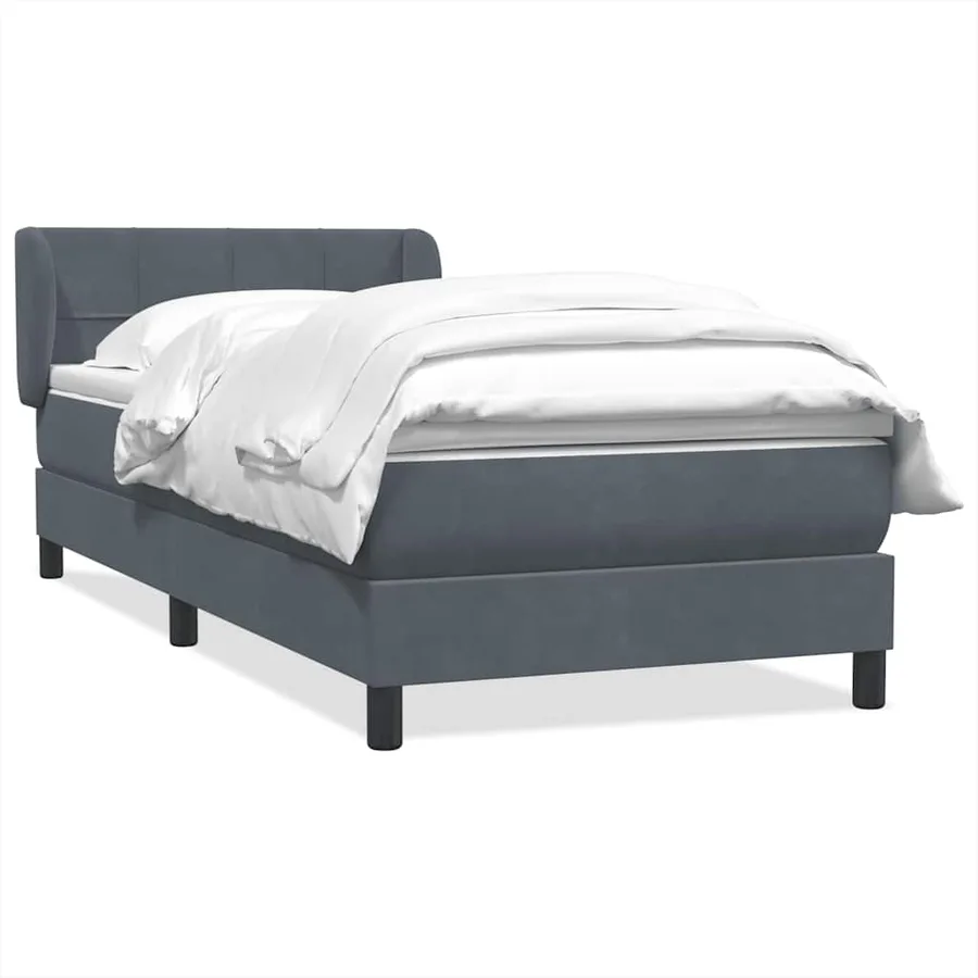 Sommier à lattes de lit et matelas gris foncé 90x210 cm velours - 2