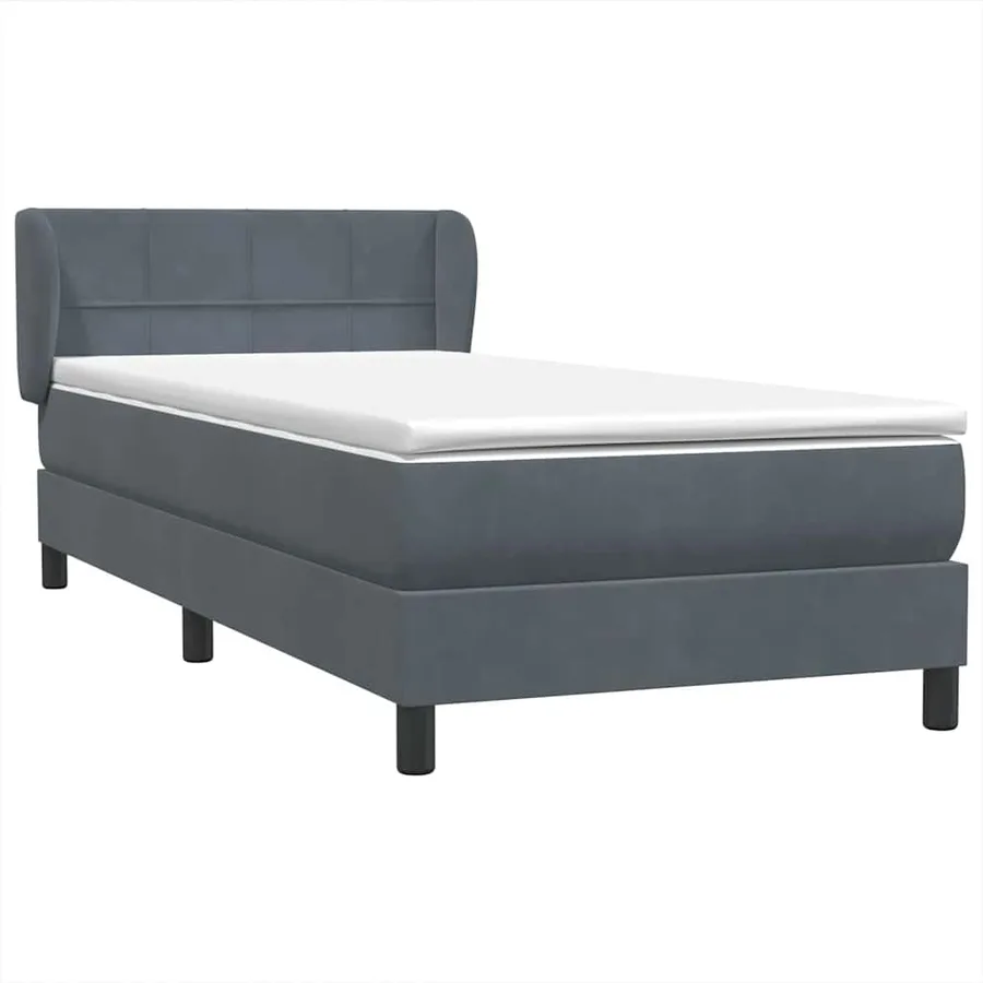 Sommier à lattes de lit et matelas gris foncé 90x210 cm velours - 4