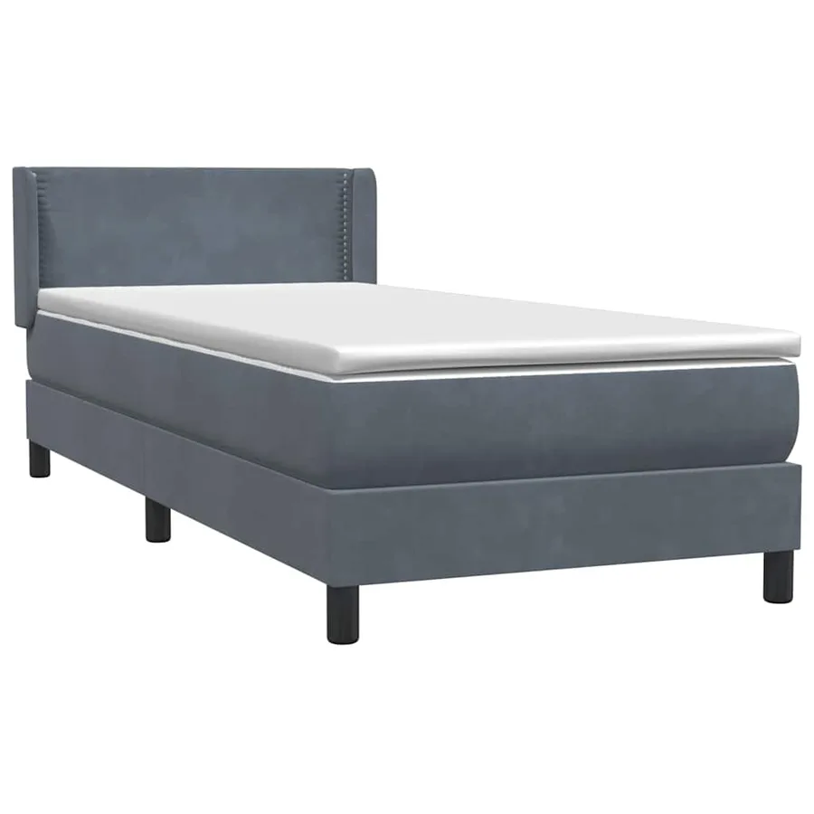 Sommier à lattes de lit et matelas gris foncé 90x210 cm velours - 4