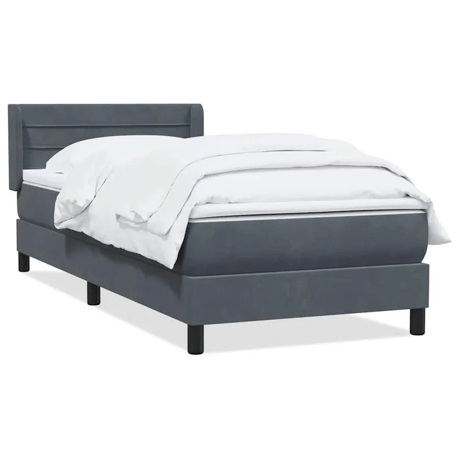 Sommier à lattes de lit et matelas gris foncé 80x220 cm velours - 2