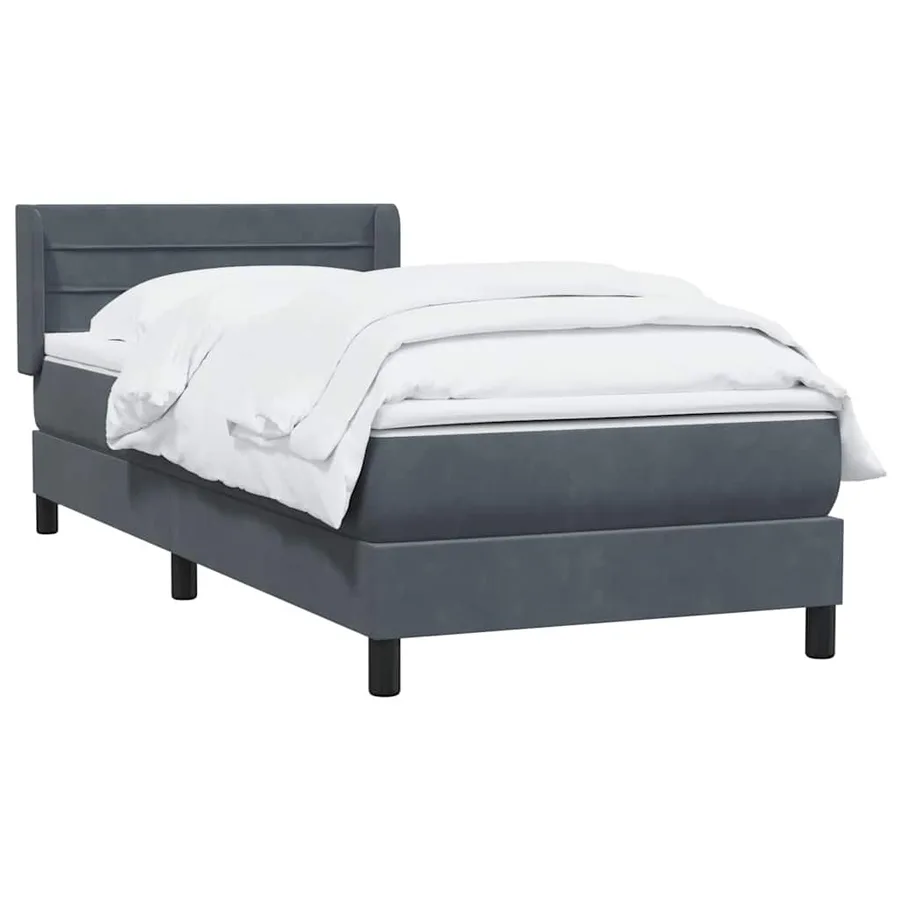 Sommier à lattes de lit et matelas gris foncé 80x220 cm velours - 3