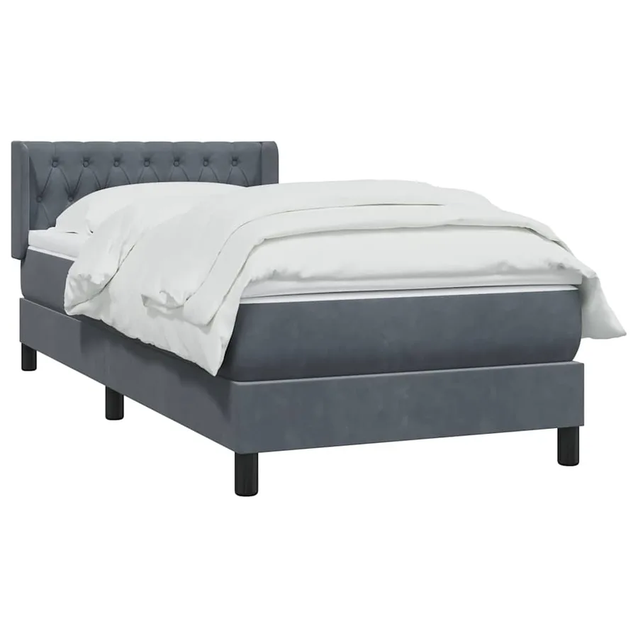 Sommier à lattes de lit et matelas gris foncé 90x210 cm velours - 3