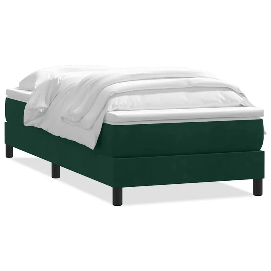 Sommier à lattes de lit et matelas vert foncé 80x220 cm velours - 2