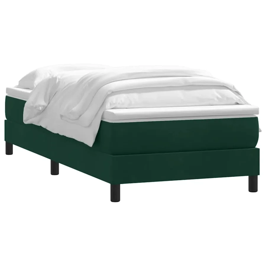 Sommier à lattes de lit et matelas vert foncé 80x220 cm velours - 3