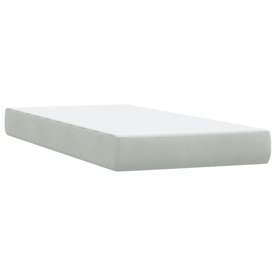 Sommier à lattes de lit et matelas et LED gris clair 80x210 cm velours - 8
