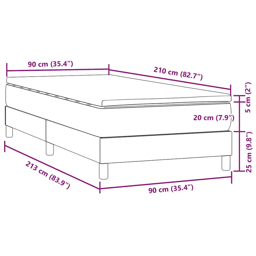 Sommier à lattes de lit avec matelas rose 90x210 cm velours - 11