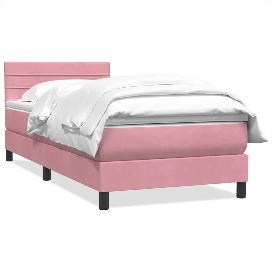 Sommier à lattes de lit avec matelas rose 90x210 cm velours - 2