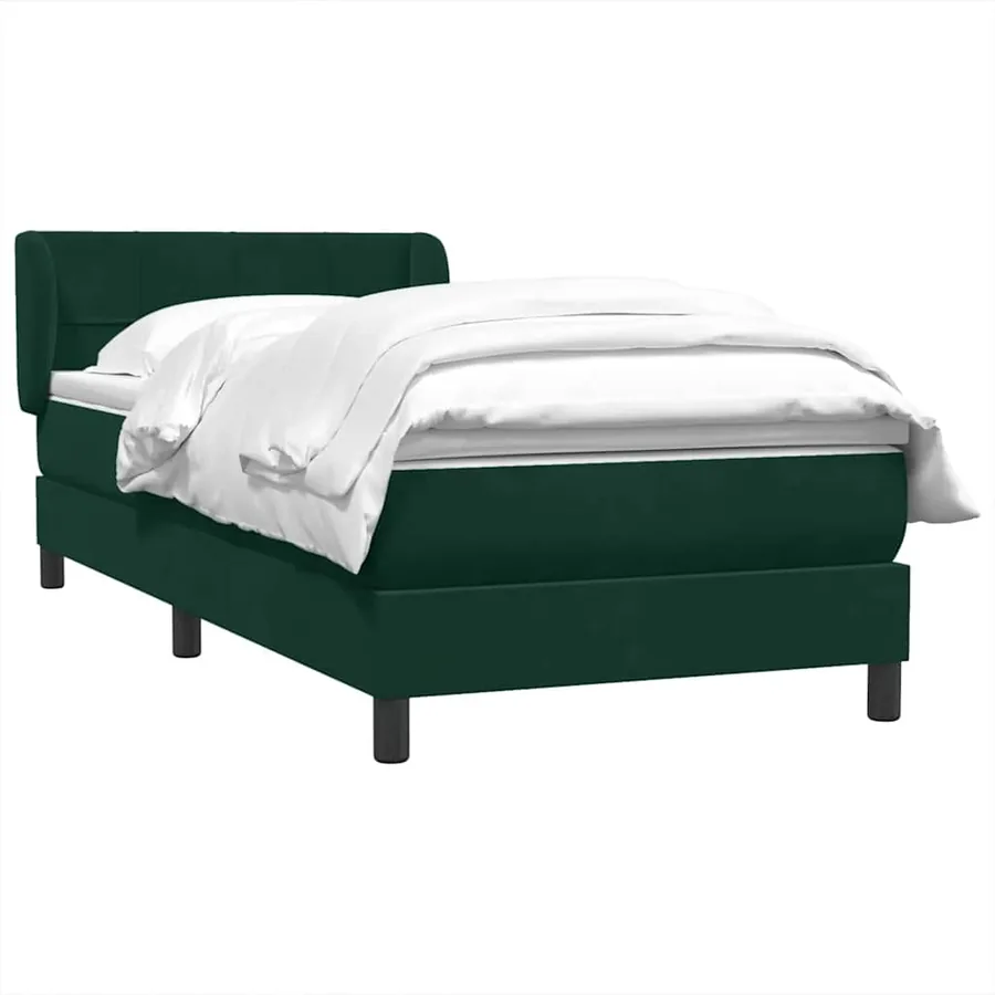 Sommier à lattes de lit et matelas vert foncé 80x220 cm velours - 3