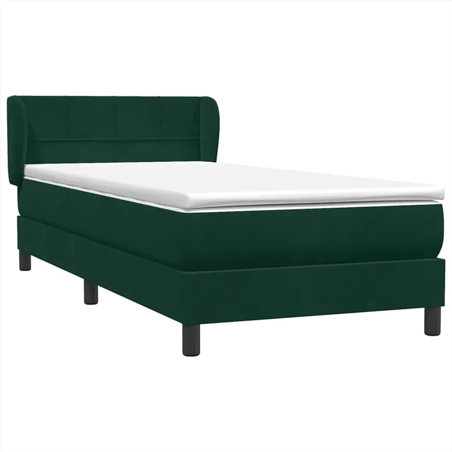 Sommier à lattes de lit et matelas vert foncé 80x220 cm velours - 4