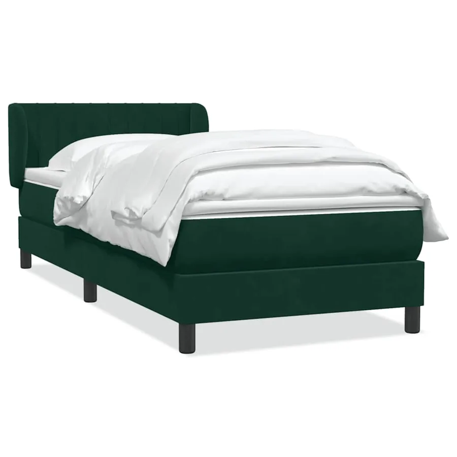 Sommier à lattes de lit et matelas vert foncé 80x220 cm velours - 2