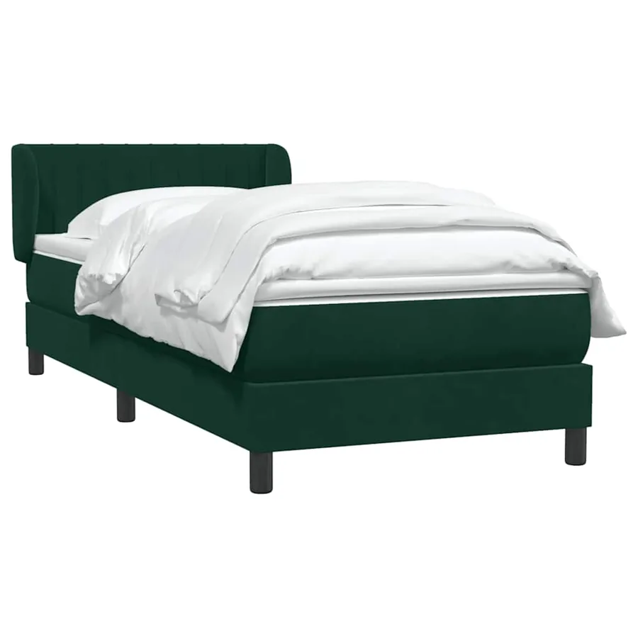 Sommier à lattes de lit et matelas vert foncé 80x220 cm velours - 3