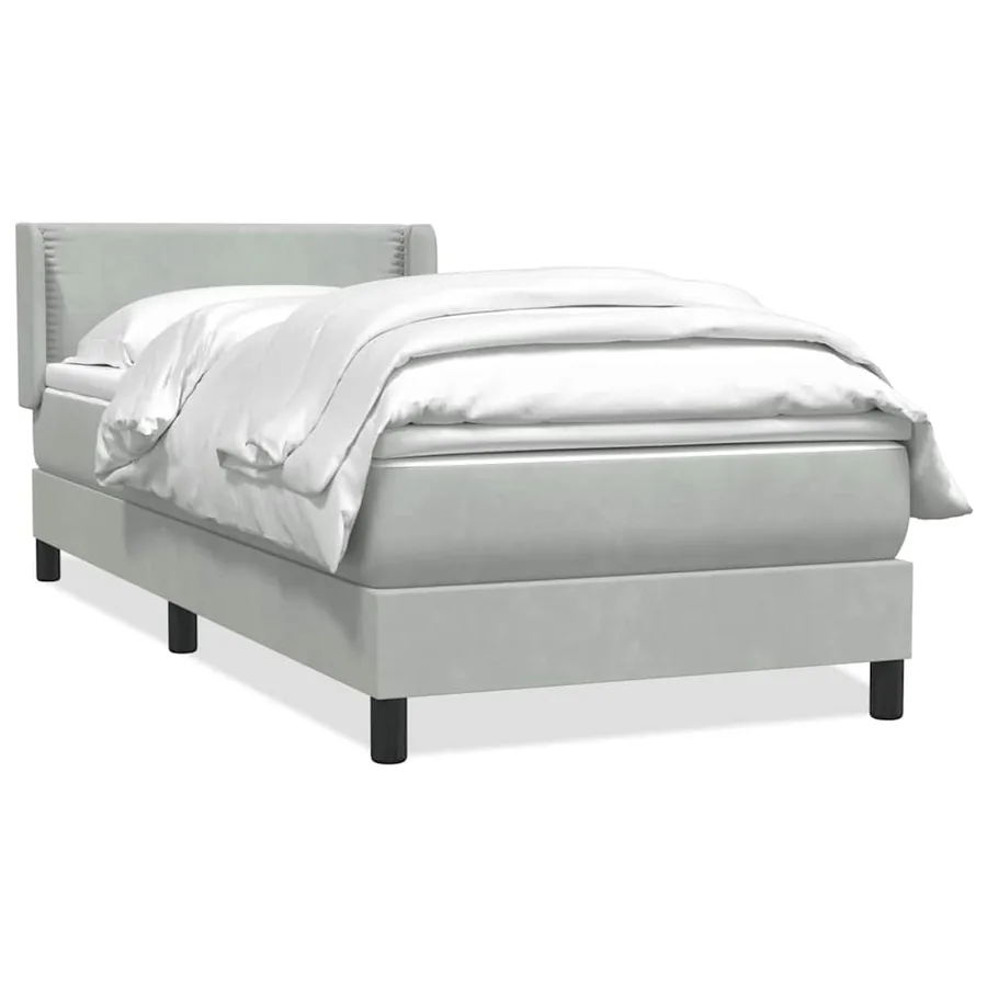 Sommier à lattes de lit et matelas gris clair 80x210 cm velours - 2