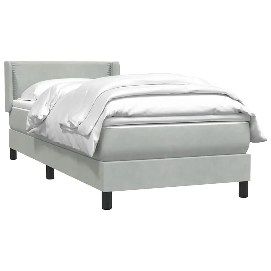 Sommier à lattes de lit et matelas gris clair 80x210 cm velours - 3