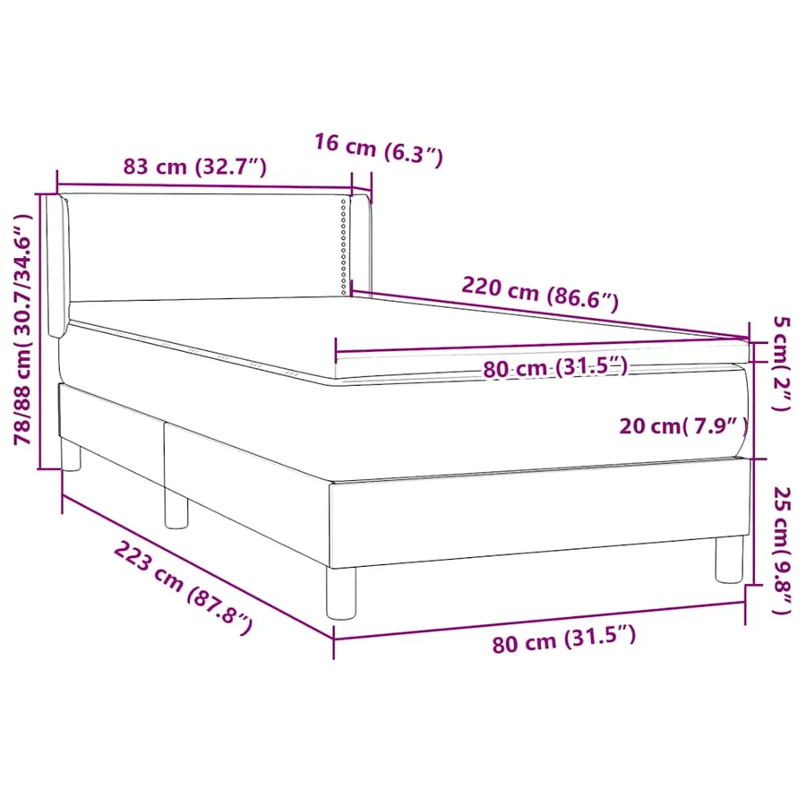 Sommier à lattes de lit et matelas vert foncé 80x220 cm velours - 12