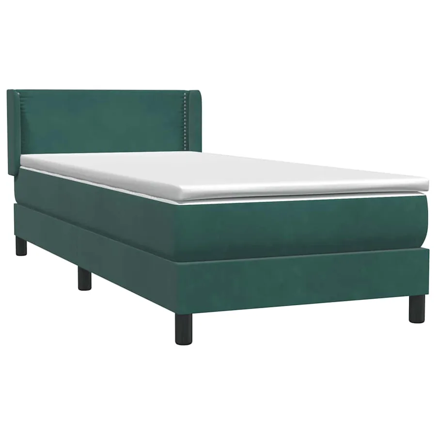 Sommier à lattes de lit et matelas vert foncé 80x220 cm velours - 4