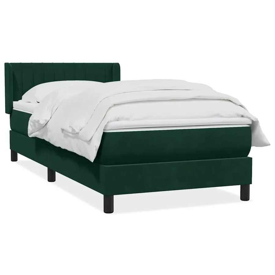 Sommier à lattes de lit et matelas vert foncé 80x220 cm velours - 2