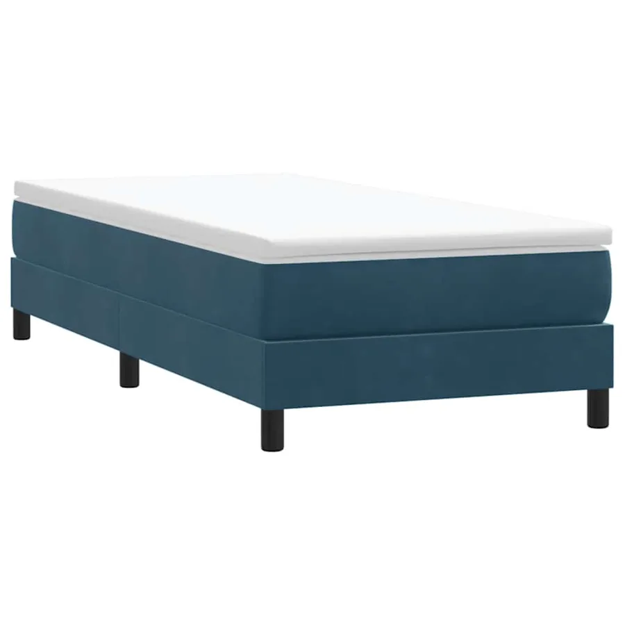 Sommier à lattes de lit et matelas bleu foncé 80x210 cm velours - 5