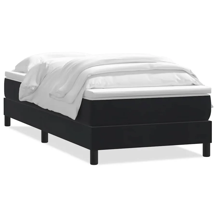Sommier à lattes de lit avec matelas noir 80x210 cm velours - 2