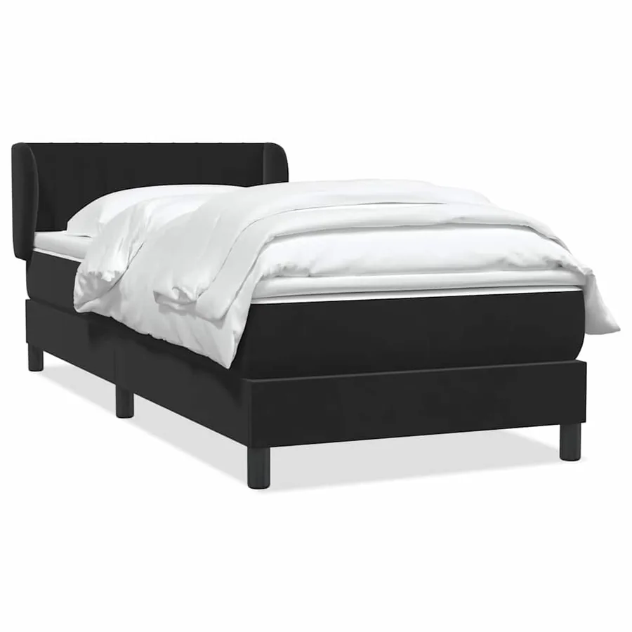 Sommier à lattes de lit avec matelas noir 80x210 cm velours - 2