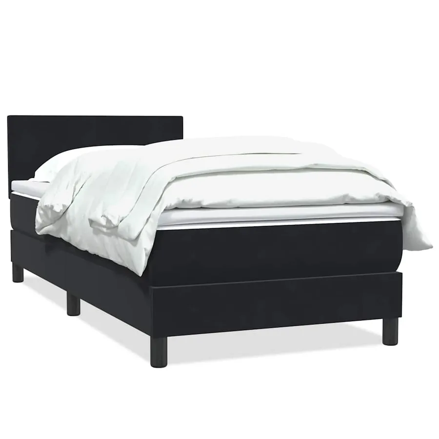 Sommier à lattes de lit avec matelas noir 80x210 cm velours - 2