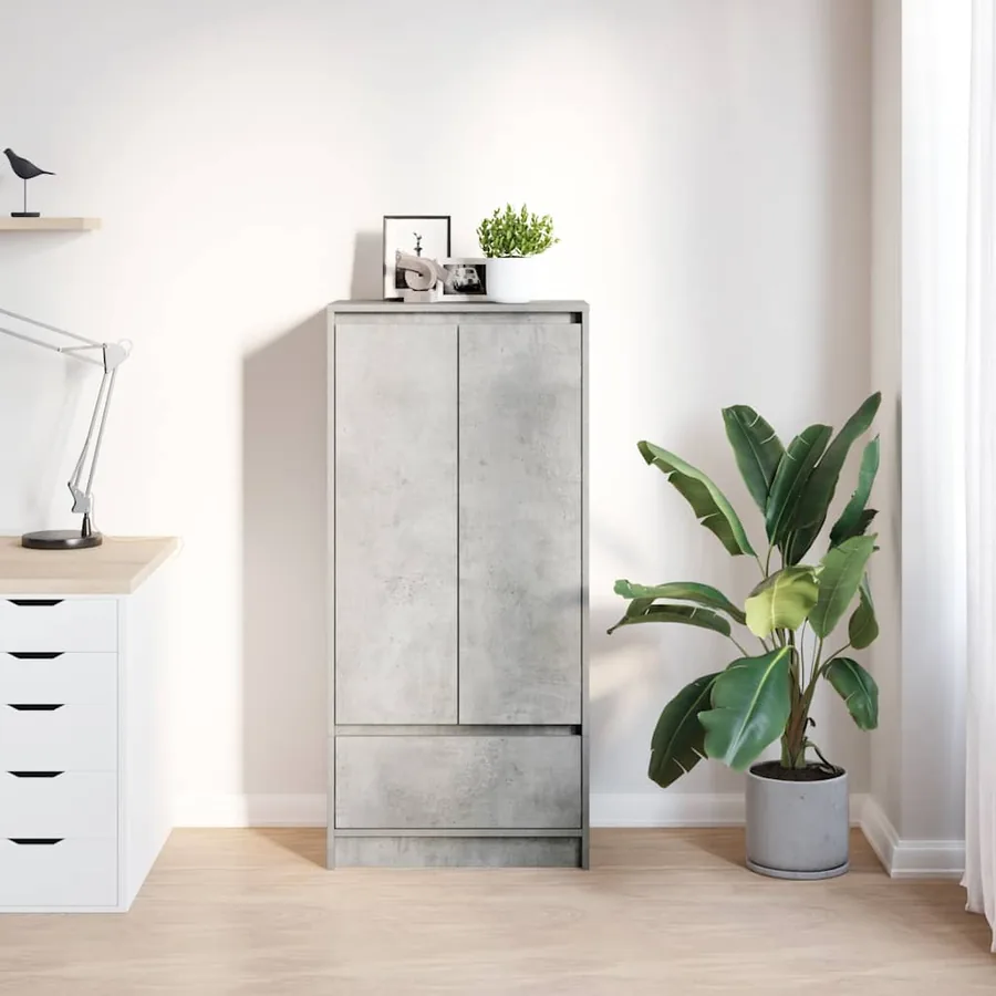 Armoire avec tiroir gris béton 55,5x34x119,5 cm bois ingénierie - 3