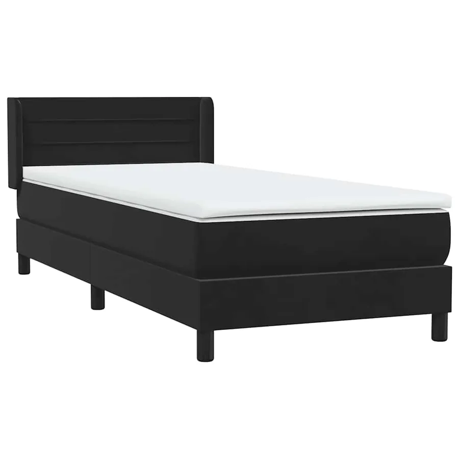 Sommier à lattes de lit avec matelas noir 80x210 cm velours - 4