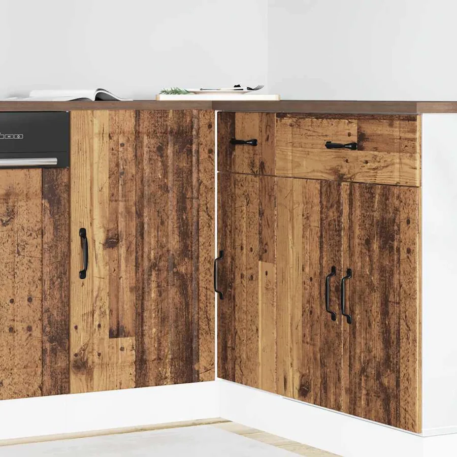 Meuble bas de cuisine Lucca vieux bois bois d'ingénierie