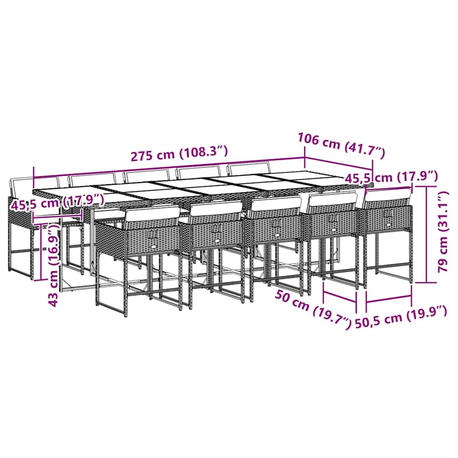 Ensemble à manger de jardin 11 pcs coussins noir résine tressée - 6