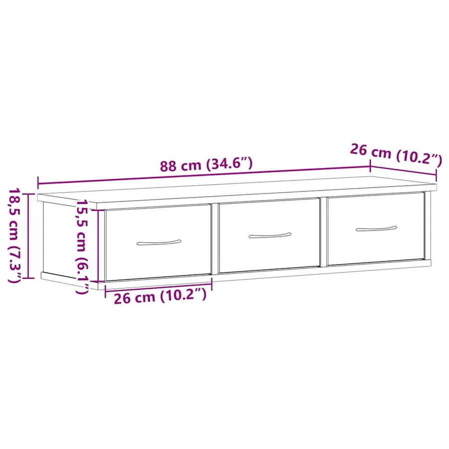 Armoire murale chêne noir 88x26x18,5 cm bois d'ingénierie - 11