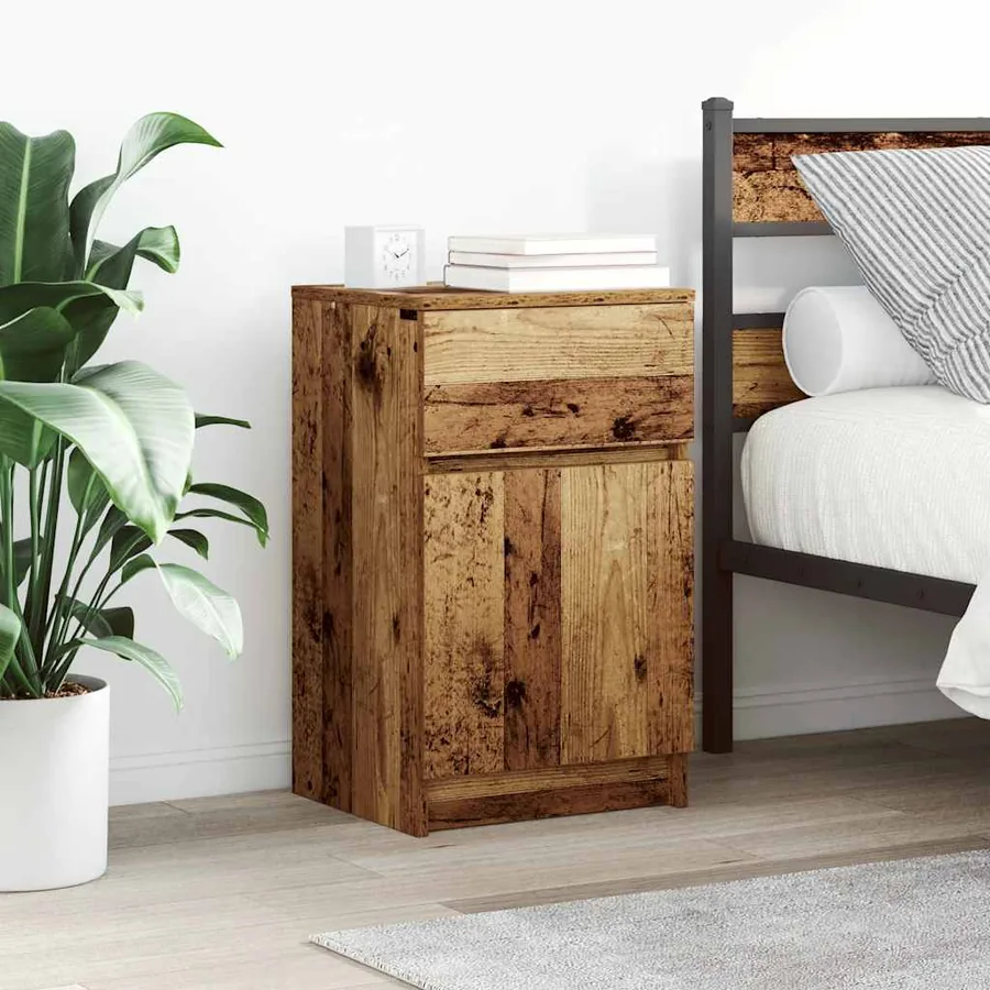 Tables de chevet 2 pcs vieux bois 39x35x65 cm bois d'ingénierie