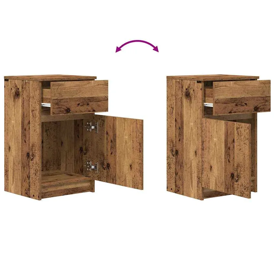 Tables de chevet 2 pcs vieux bois 39x35x65 cm bois d'ingénierie - 10
