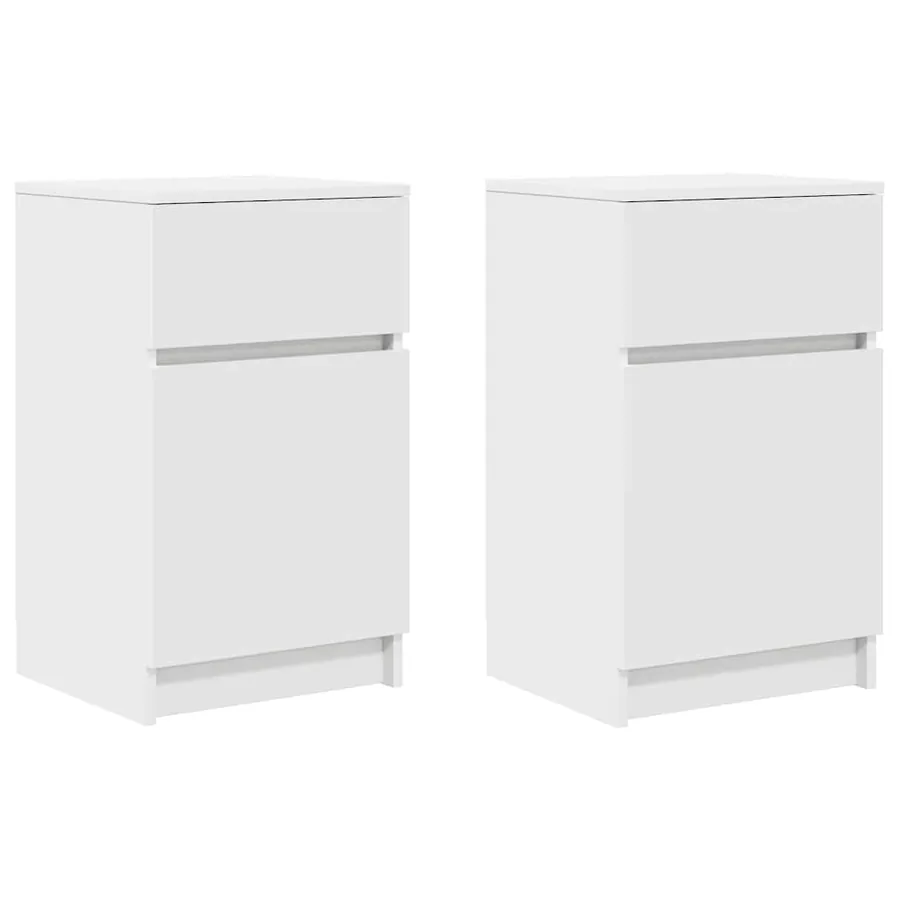 Tables de chevet 2 pcs blanc 39x35x65 cm bois d’ingénierie - 2