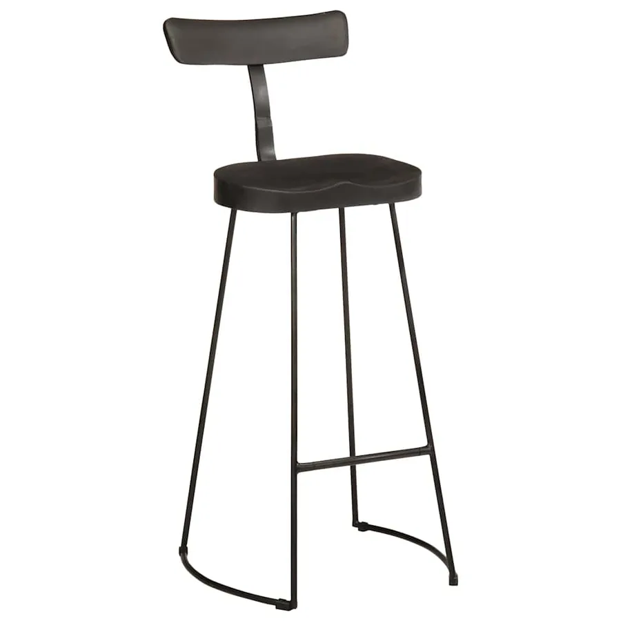 Tabourets de bar lot de 2 noir 49x43x103cm bois manguier massif - 10
