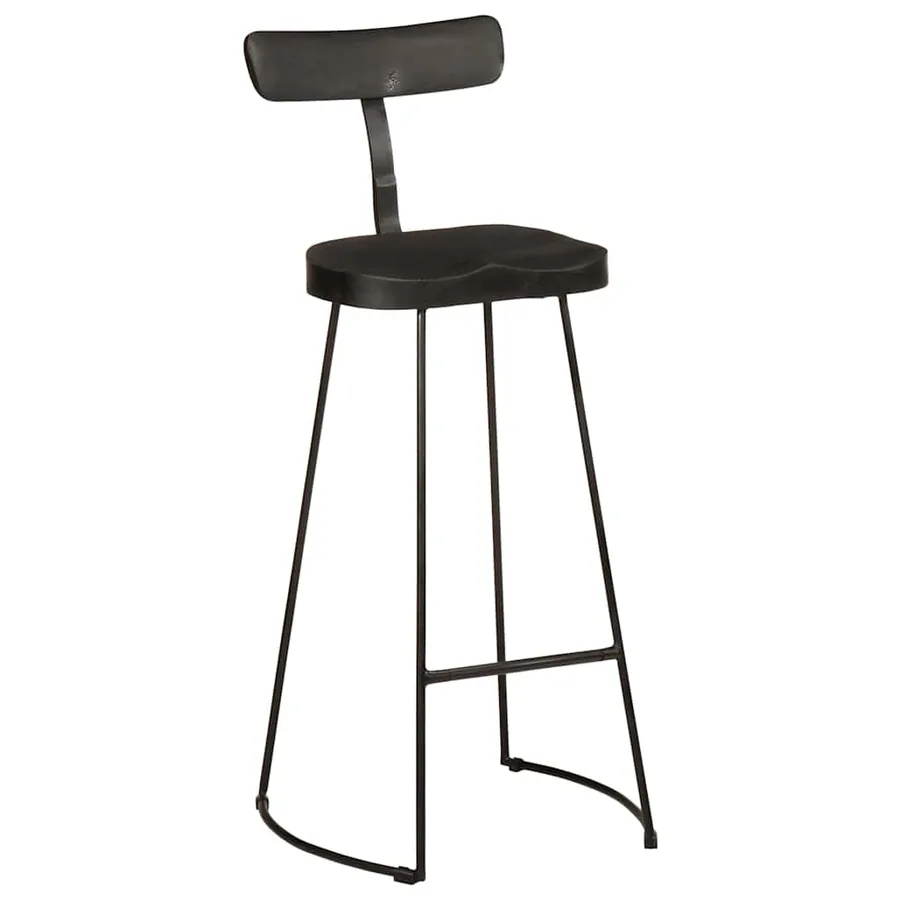 Tabourets de bar lot de 2 noir 49x43x103cm bois manguier massif - 12