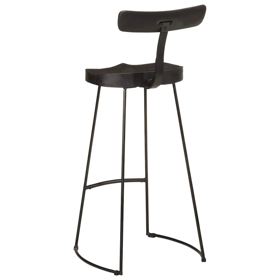 Tabourets de bar lot de 2 noir 49x43x103cm bois manguier massif - 4
