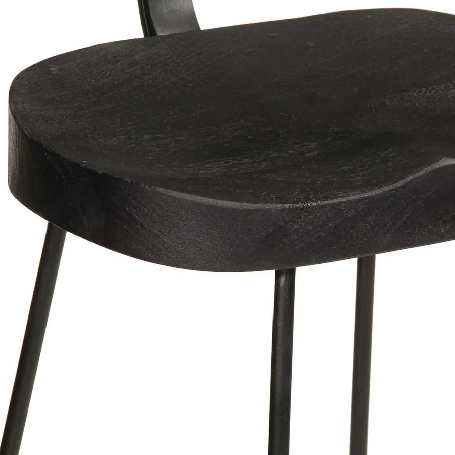 Tabourets de bar lot de 2 noir 49x43x103cm bois manguier massif - 6