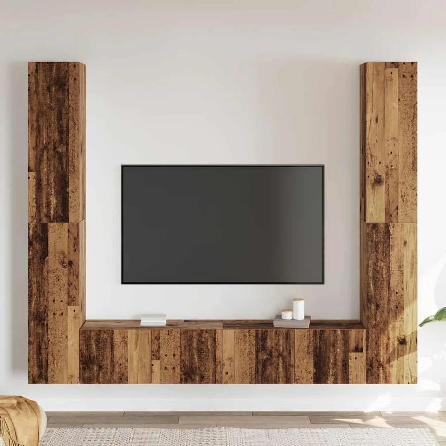 Meubles TV muraux 6 pcs vieux bois bois d'ingénierie - 3
