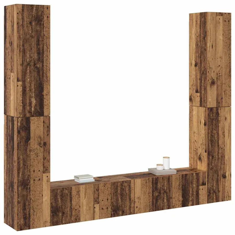 Meubles TV muraux 6 pcs vieux bois bois d'ingénierie - 4