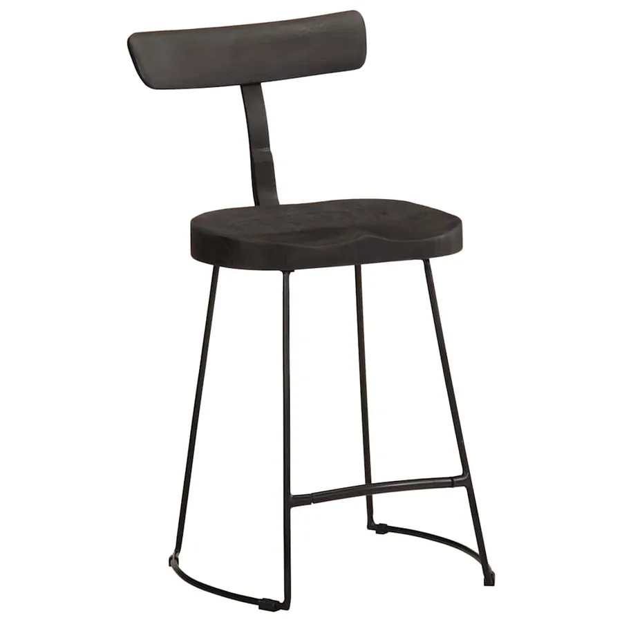 Tabourets de bar lot de 2 noir 49x43x79 cm bois manguier massif - 12