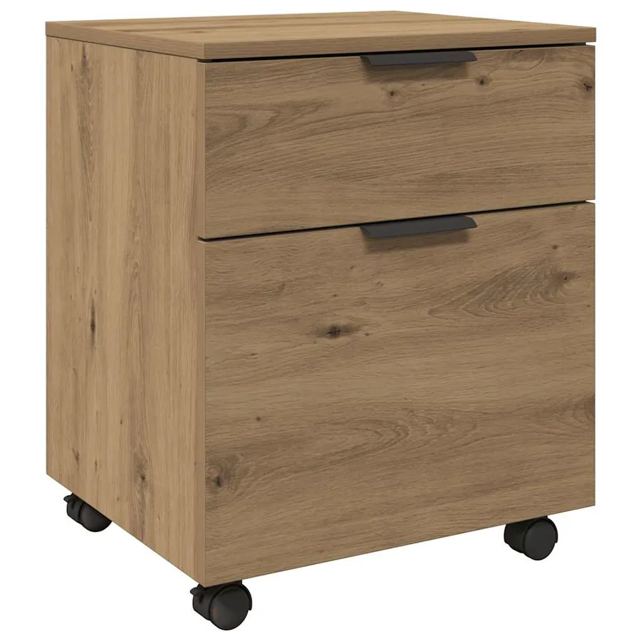Classeur mobile avec roues chêne artisanal 45x38x54 cm - 2