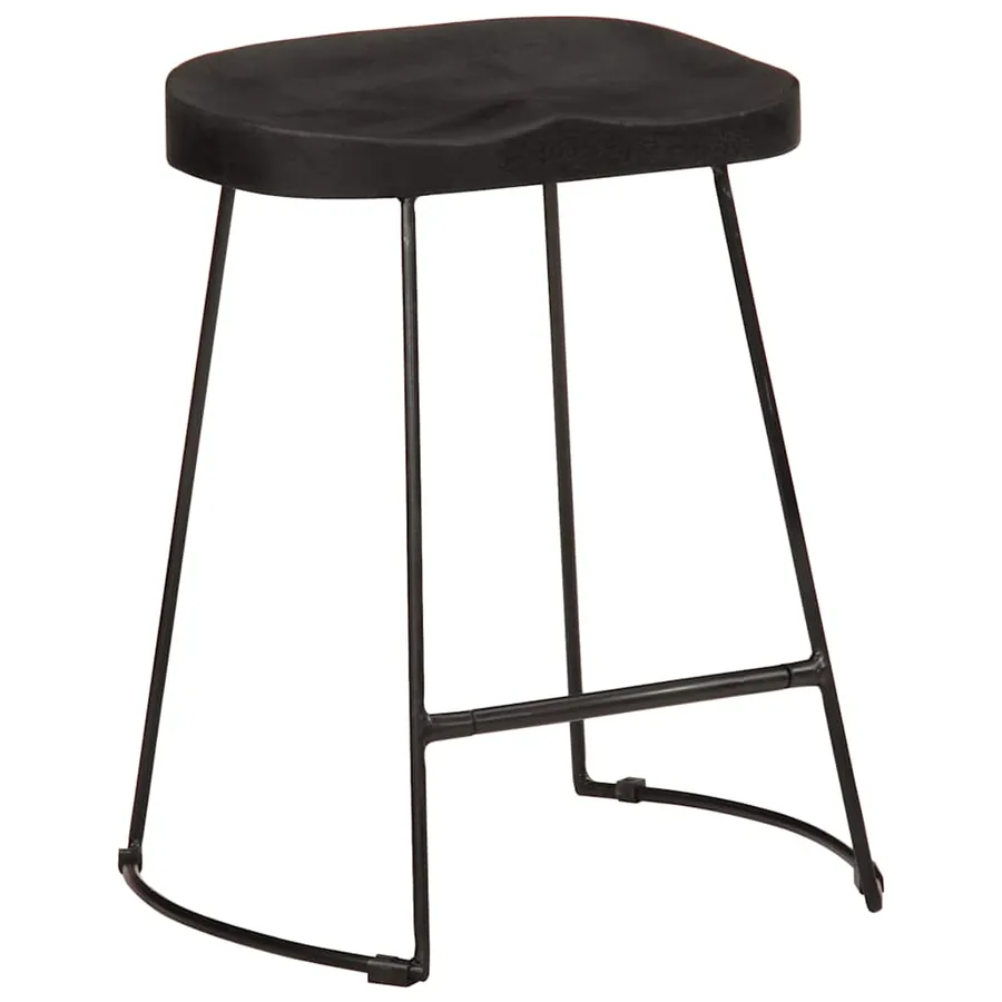 Tabourets de bar lot de 2 noir 46x38x52 cm bois manguier massif - 11