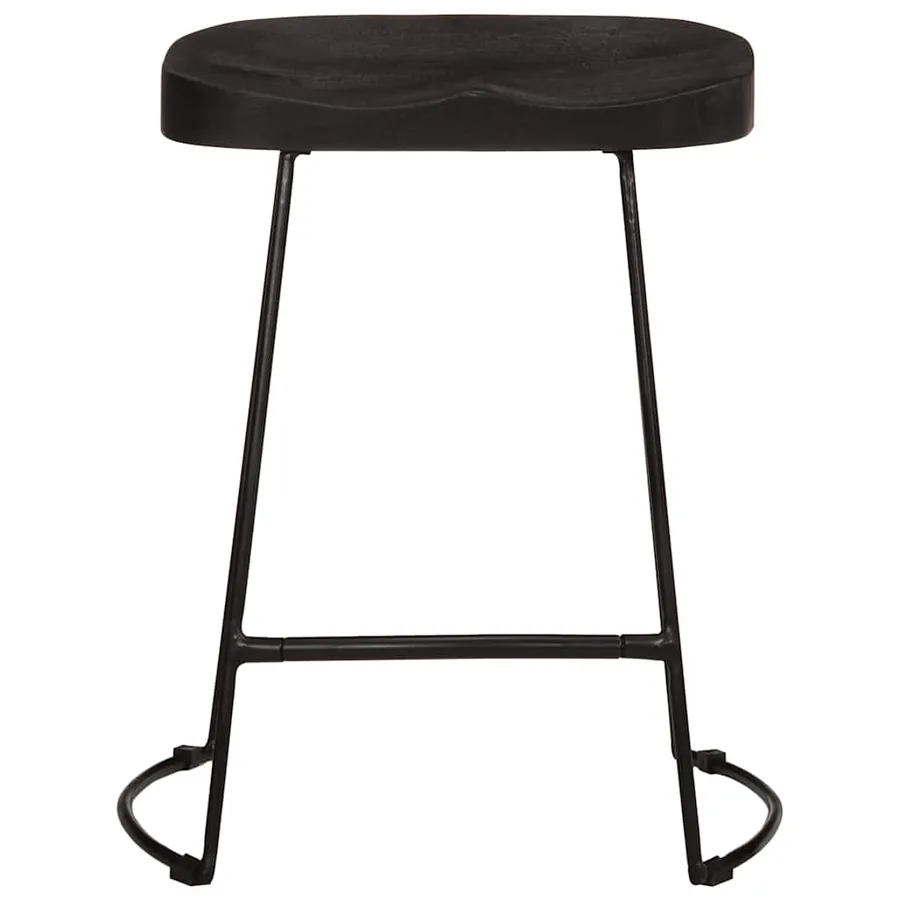 Tabourets de bar lot de 2 noir 46x38x52 cm bois manguier massif - 2