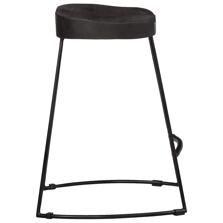 Tabourets de bar lot de 2 noir 46x38x52 cm bois manguier massif - 3